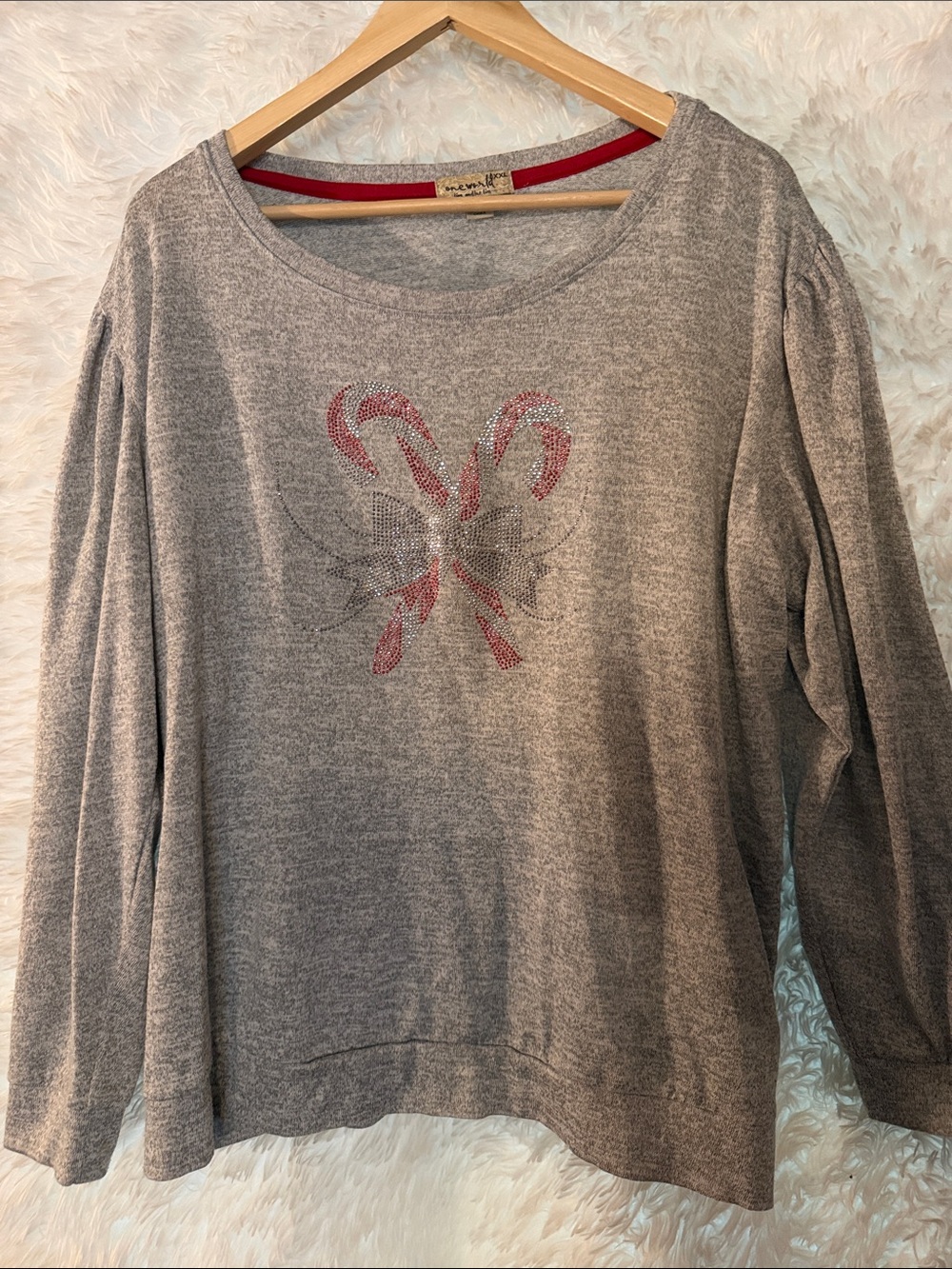 Candy Cane Puff Sleeve Sweater XXL